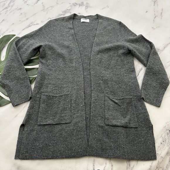 Old Navy Womens Open Front Cardigan Sweater Size L Gray Tunic Length - Picture 1 of 12